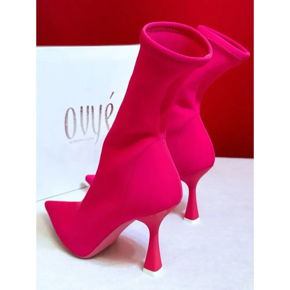 EU 39 US 8.5 Made In Italy Ovye Christina Lucchi Sock Ankle Women Boots Pink